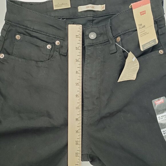 Levi's 726 Flare Jeans Women 10 Med Black Stretch Slim Fit High Rise 30X30 NWT - Picture 13 of 13